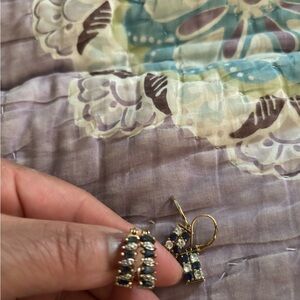 Gold & Blue Stone Drop Earrings - Women's Jewelry